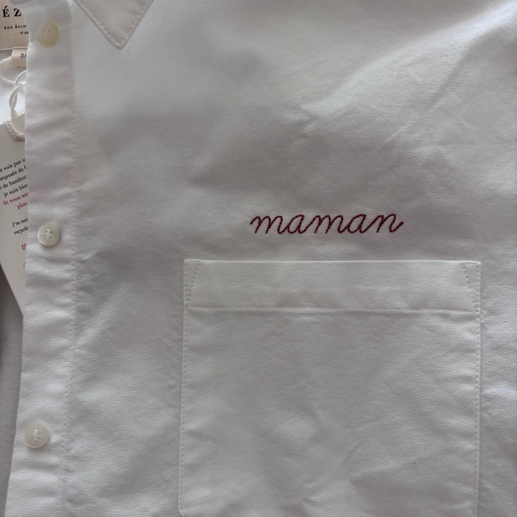 Sezane Max shirt NWT embroidered Maman size US 6 - Picture 2 of 5